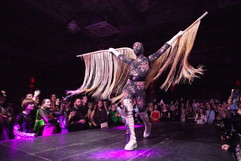 A performer at the Georgian vogue ball