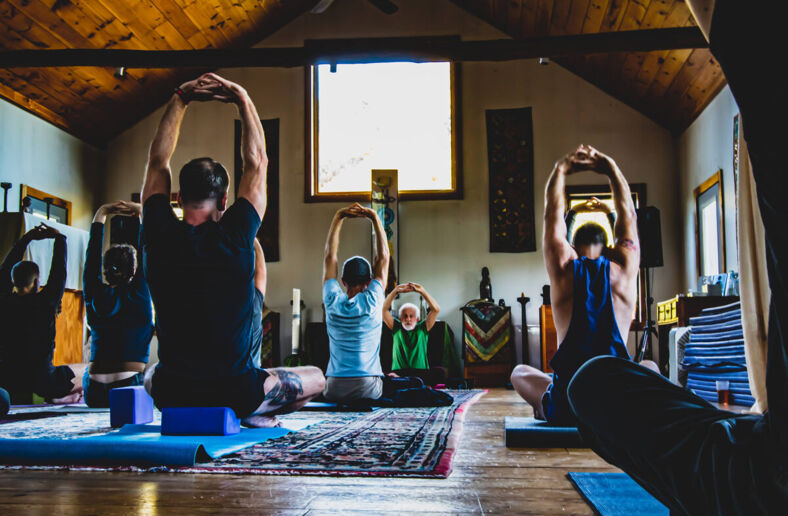 Yoga at Easton Mountain, an adult LGBTQ+ summer camp