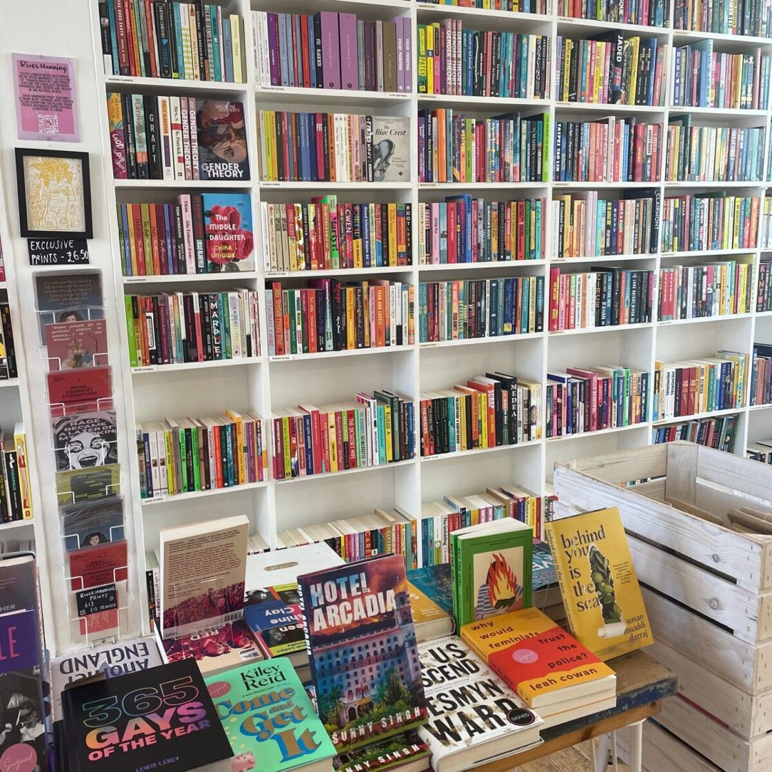 A vast wall of LGBTQ+ books