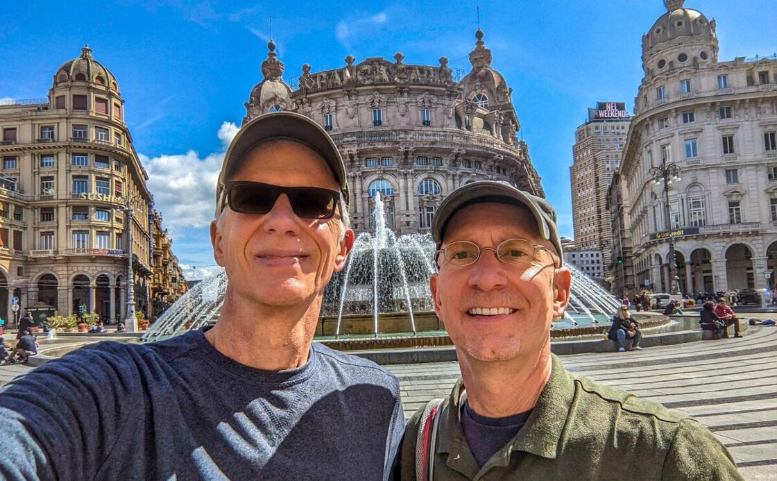 Michael Jensen and Brent Hartinger in Genoa, Italy.