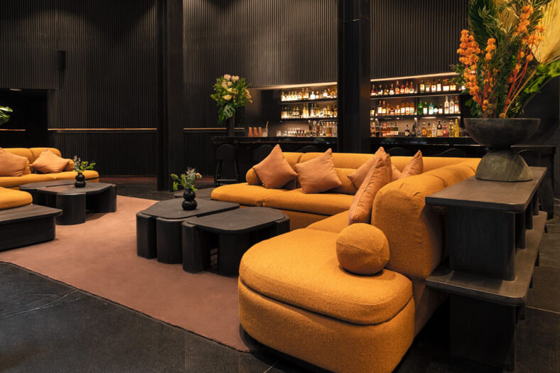 The bar and lounge at the Volga hotel in Mexico City.