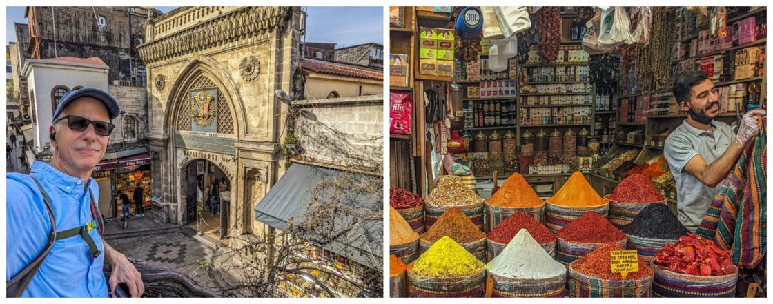 Michael in front of an entrance to the Grand Bazaar and a stall selling spices at the Egyptian Spice Market. Be sure to visit the Grand Bazaar and the Egyptian Spice Market. Another five stars, no notes!