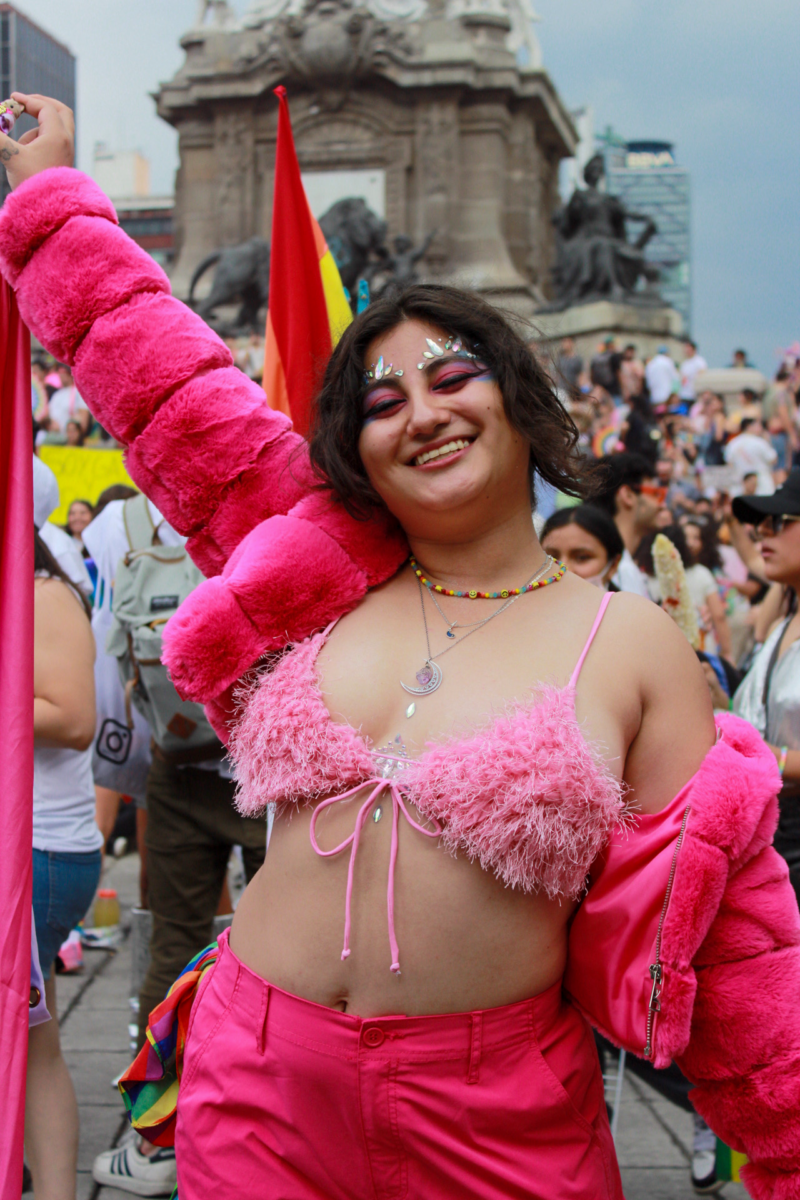Young bisexual girl showing her pride on a pink outfit.