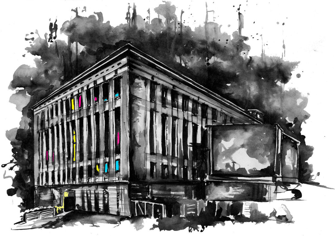 A drawing of Berghain. 