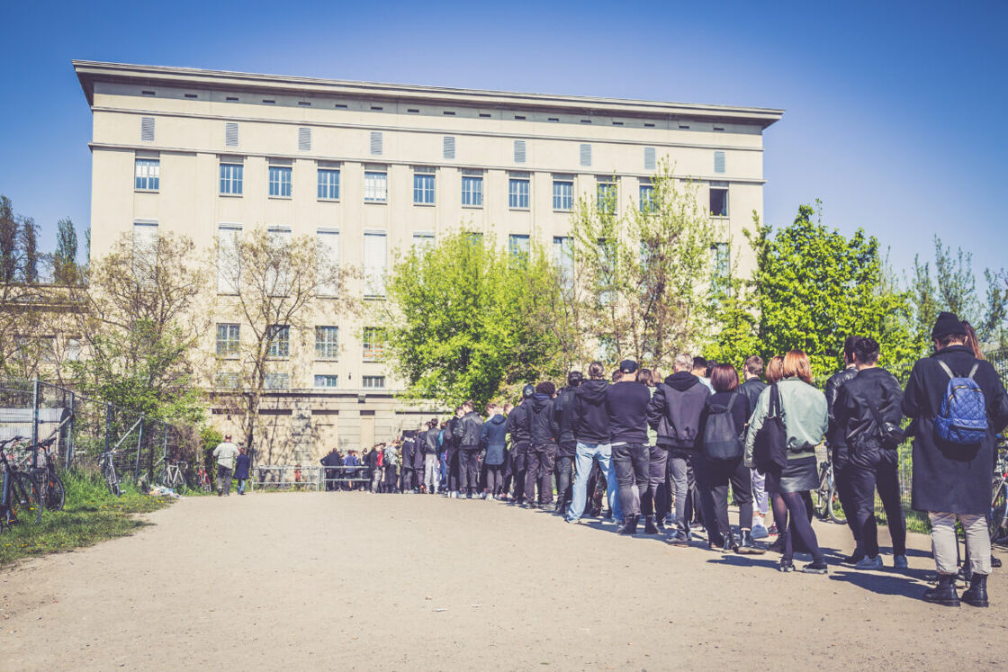 People waiting in line at Berghain. 