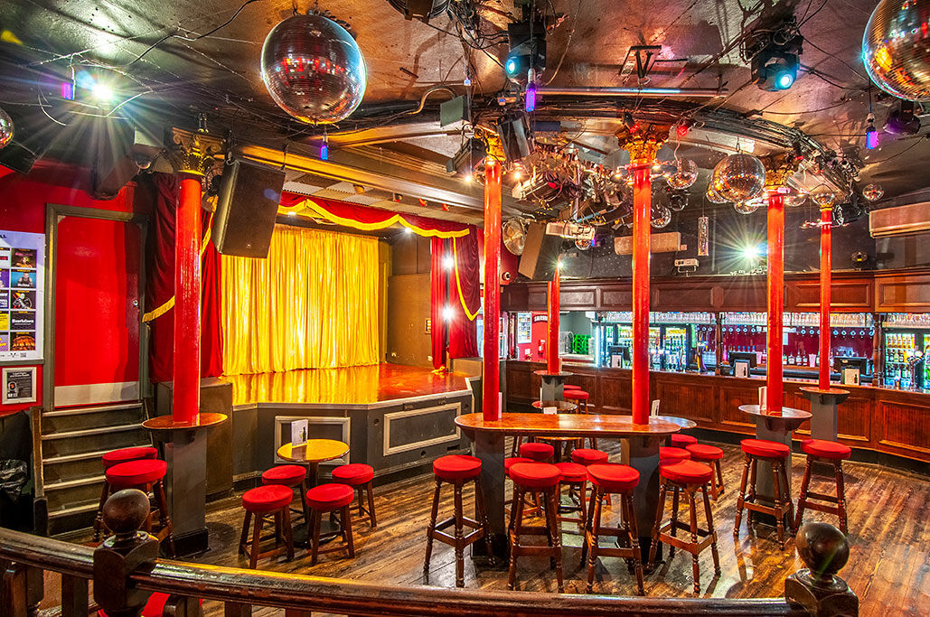 A view of the stage at Royal Vauxhall Tavern