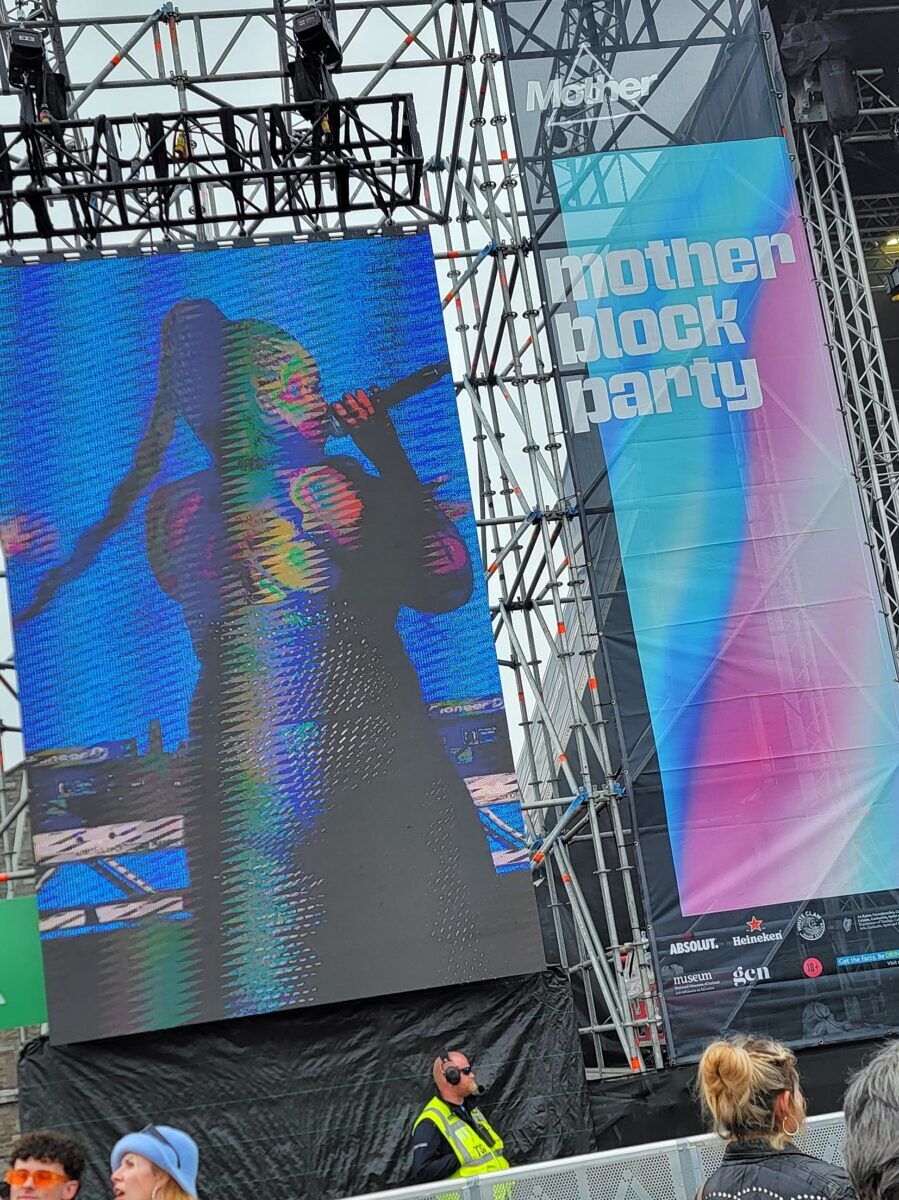 Mother Block Party billboard and stage