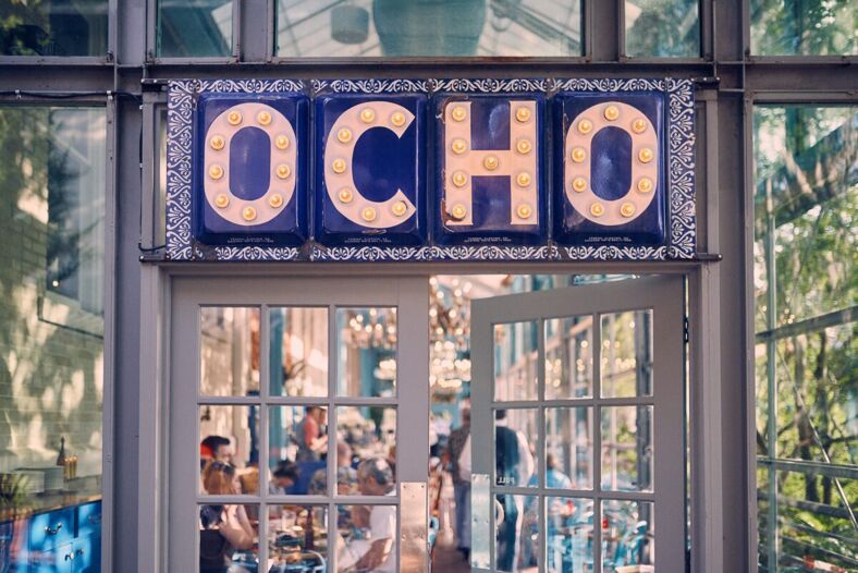 Ocho restaurant sign