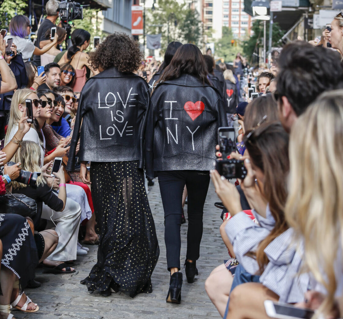 Fashion designer Rebecca Minkoff and models walk runway for Rebecca Minkoff Fall/Winter 2016 runway show during New York Fashion Week SS 2017 at Greene Street