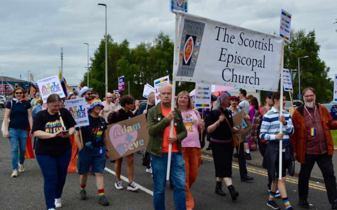 Members of the Scottish Episcopal Church march in the Glasgow Pride Parade.