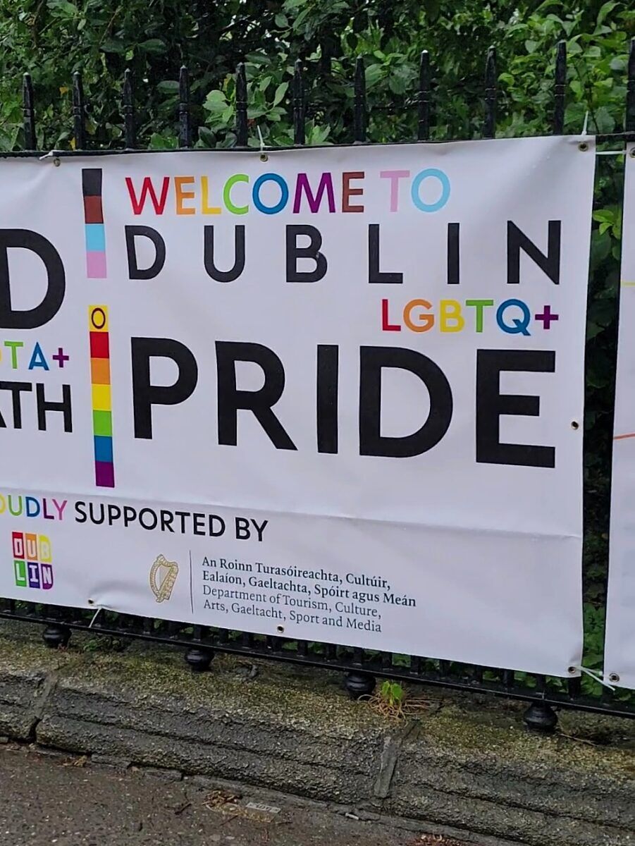 A welcome to Dublin Pride banner 