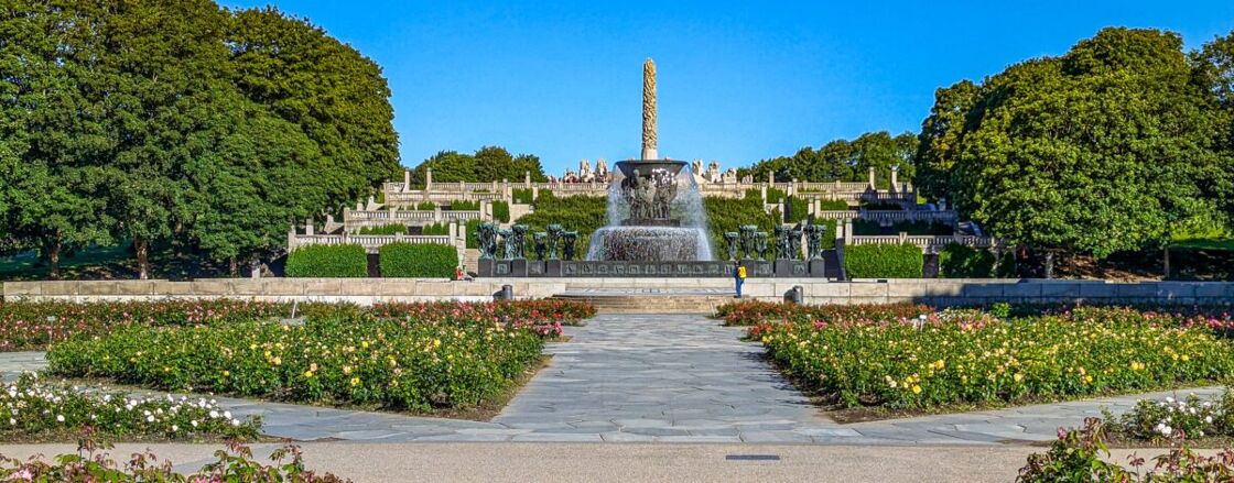 The first section of the Vigeland Sculpture Park showing view toward the Monolith. Vigeland Sculpture Park