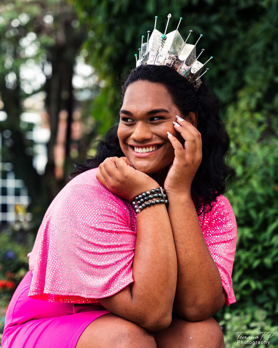 Abel Hauata, the first trans winner of the Miss Universite de Tahiti pageant in 2022.