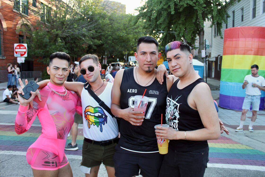 Four people pose for the camera at the Chicago Market Days festival