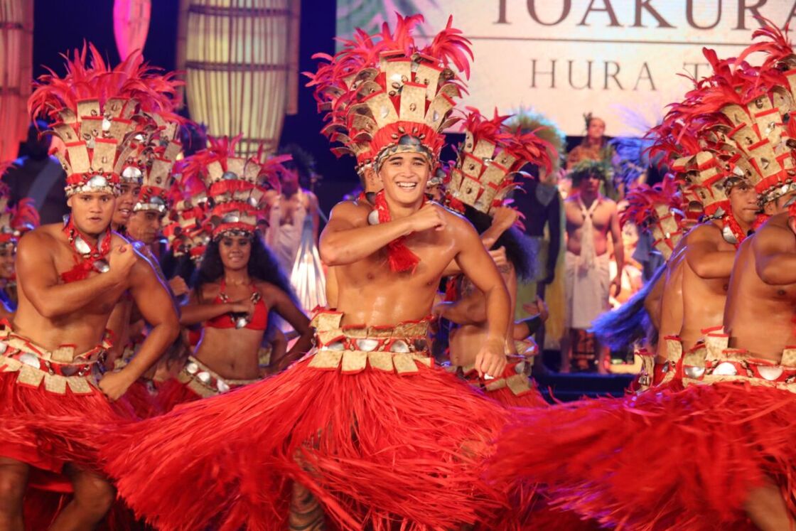 Male dancers in a production in Papeete, Tahiti