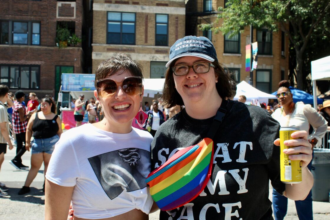 Two women pose for the camera at the Chicago Market Days festival