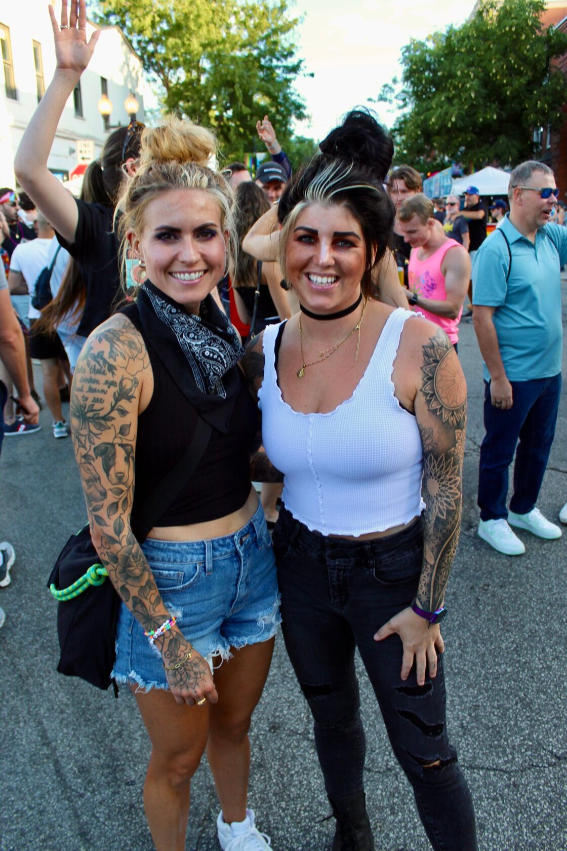 Two women pose for the camera at the Chicago Market Days festival