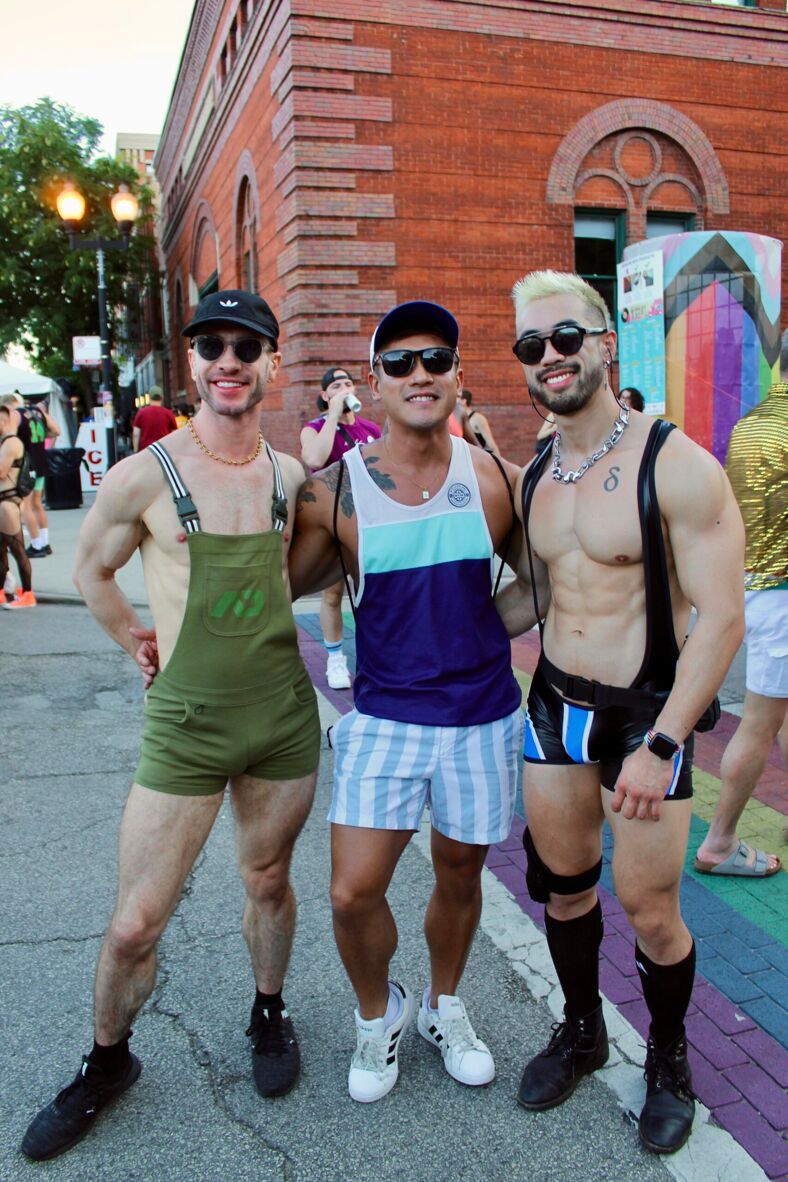 Three men pose for the camera at the Chicago Market Days festival