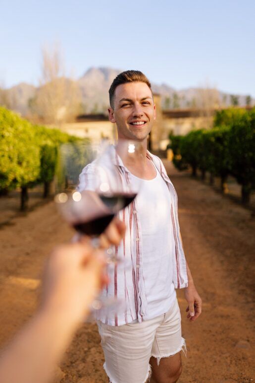 Michael Lindsay raising a glass of pinotage.