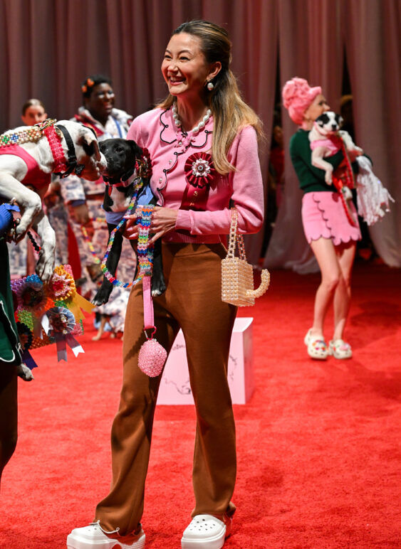 Kimiko Glenn modeling for Susan Alexandra and Rachel Antonoff's NYFW Presentation Hosted by Ketel One Vodka