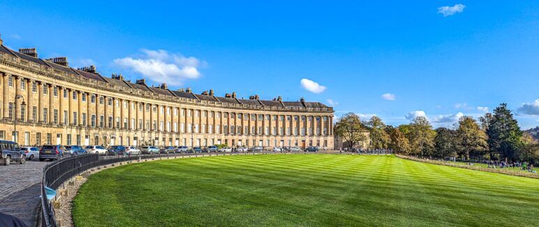 The Royal Crescent on a bright autumn afternoon.