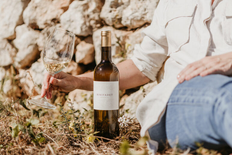 A bottle of Bodegas Binifadet wine