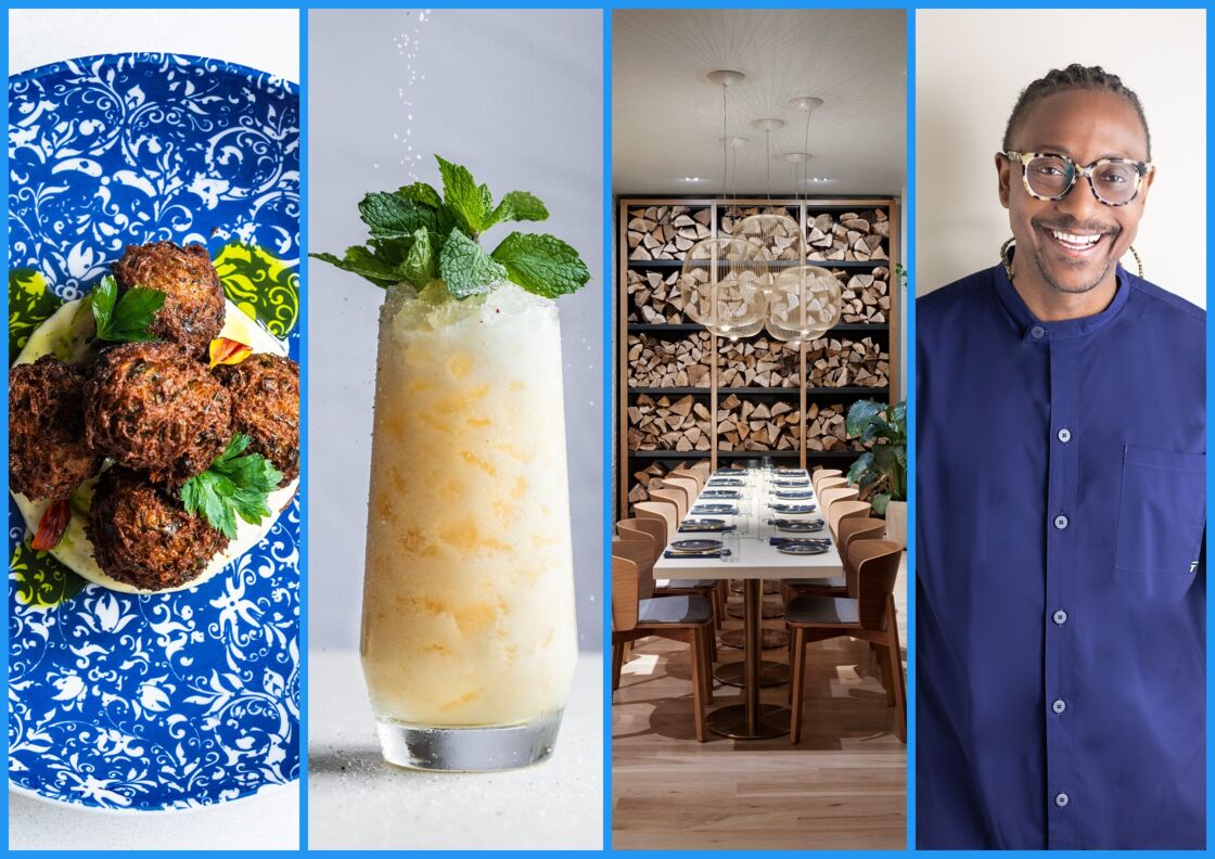 food and cockails at Gregory Gourdet's restaurant, Kann, Portland, Oregon