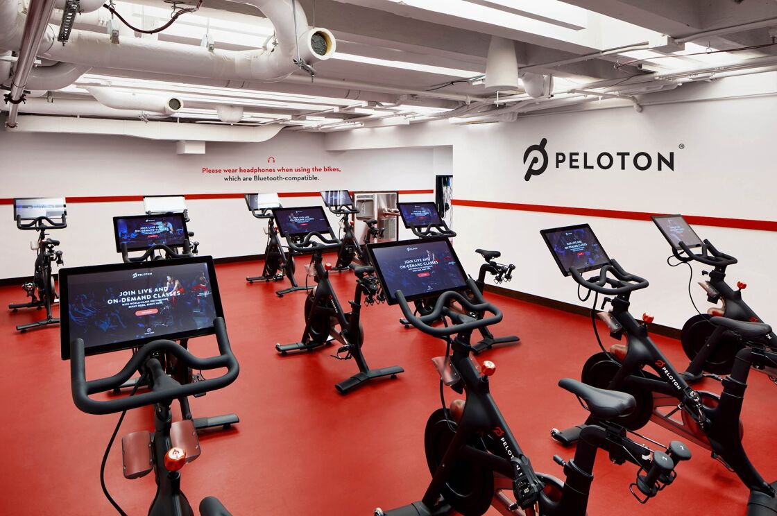 Peleton bikes at fitness center at TWA Hotel