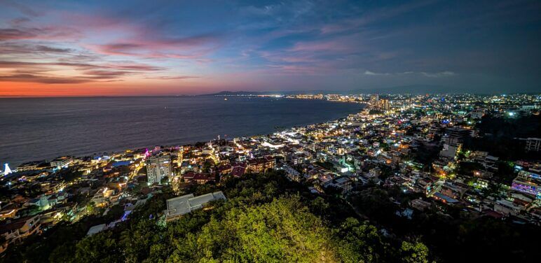 A view of Puerto Vallarta with Banderas Bay in the background