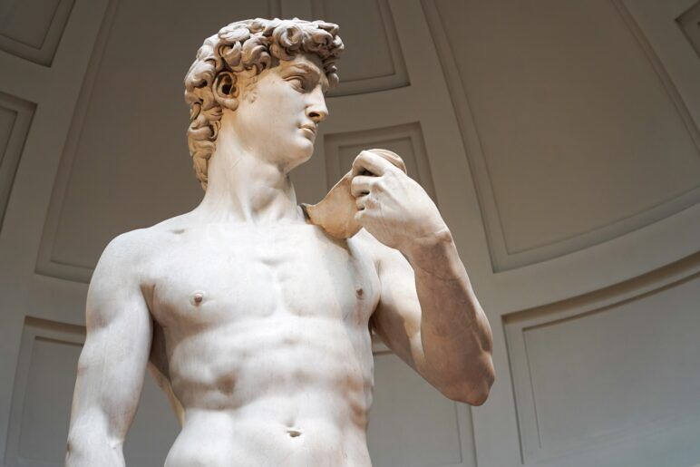 A sculpture called "David" by Michaelangelo.