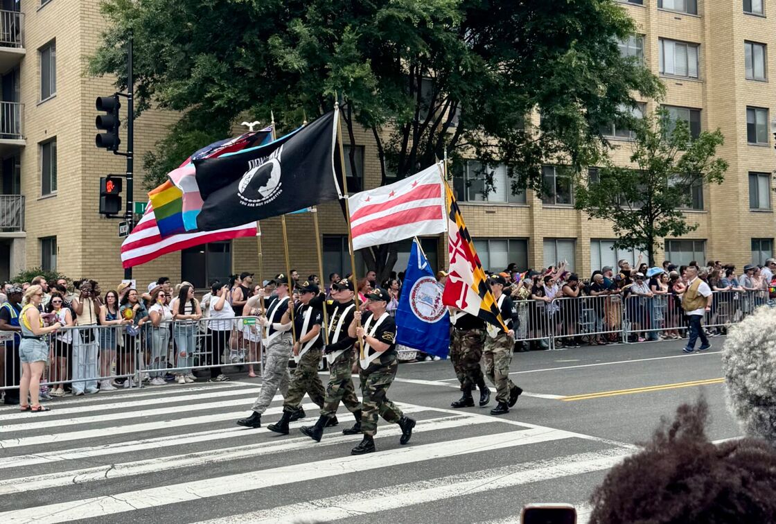 The parade with members of workers unions demonstrating their support for the LGBTQ+ community. 