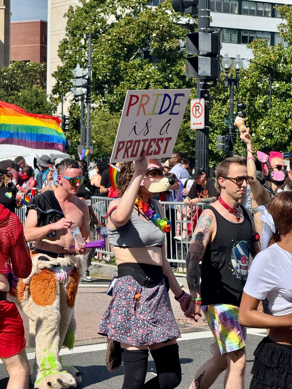 An early walker of the parade, setting the tone of what’s at the core of pride. “Pride is a protest.”