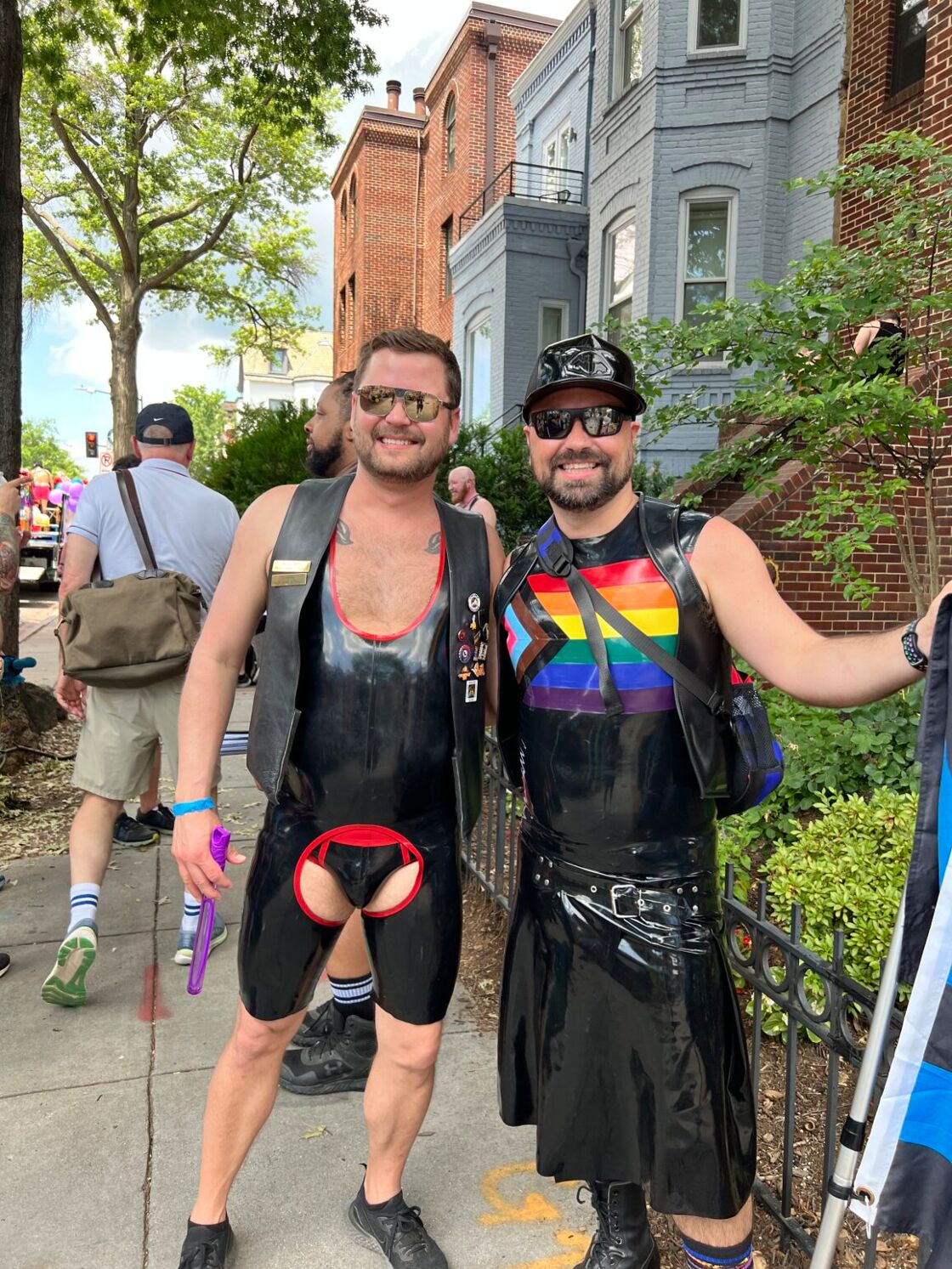 Attendees representing the latex and leather set at the pride parade