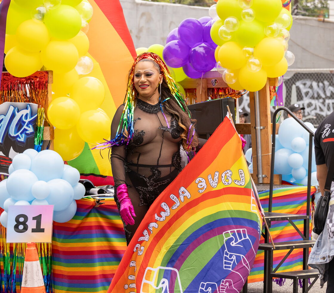 Trans woman in festive outfit