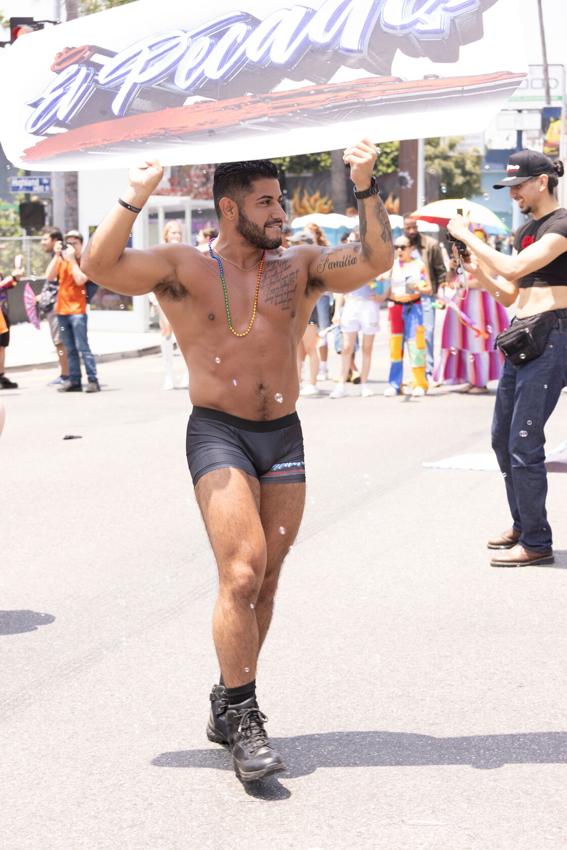 Man in tight shorts