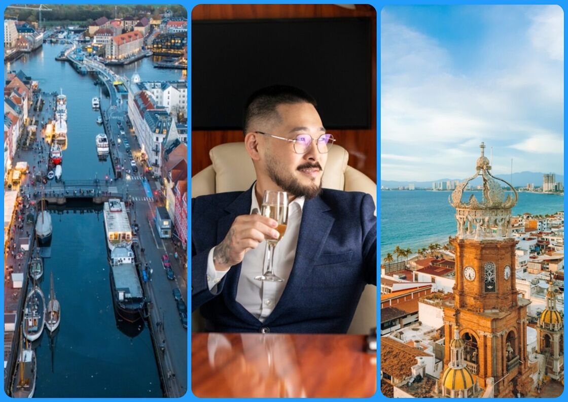 (l-r) Copenhagen, a man flying private, Puerto Vallarta