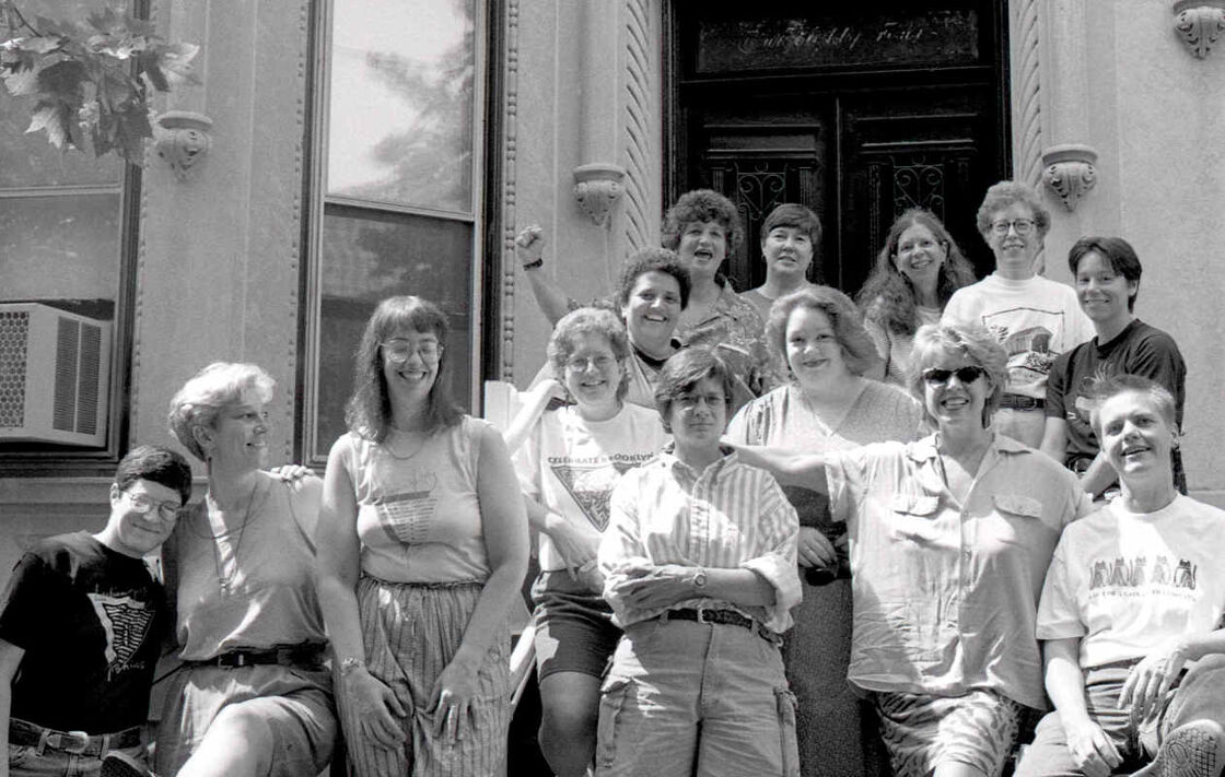 A group of Lesbian Herstory Archives coordinators at the center's Brooklyn opening in 1993