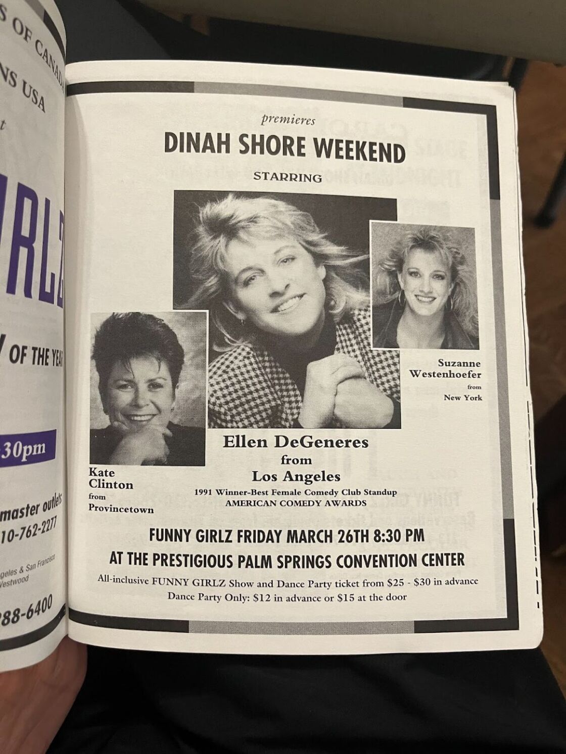 An ad for Dinah Shore Weekend from the March 1991 issue of "Shore Patrol."