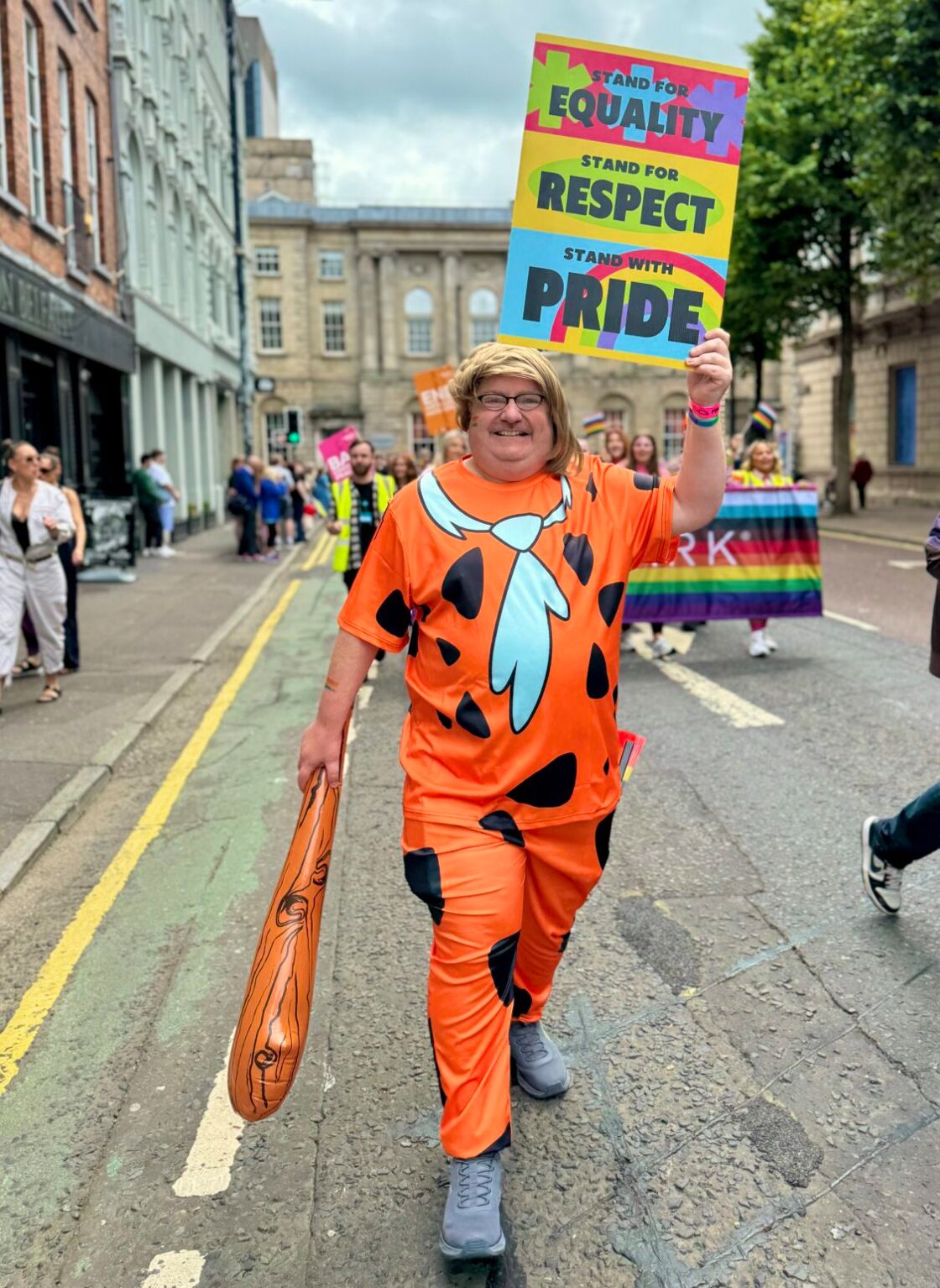 Fred Flinstone stands for equality at Belfast Pride Parade