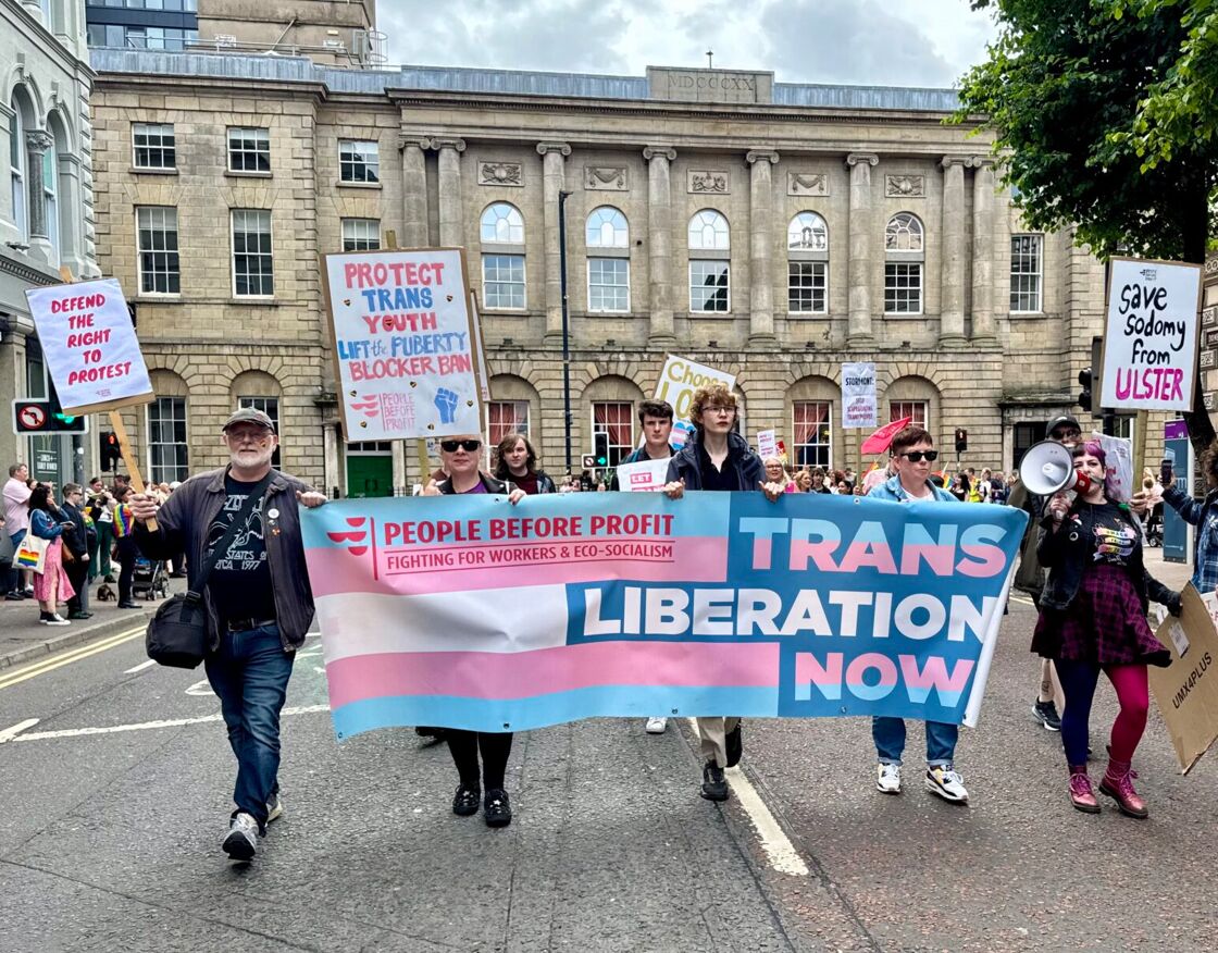 Activists support trans liberation in Belfast, Northern Ireland