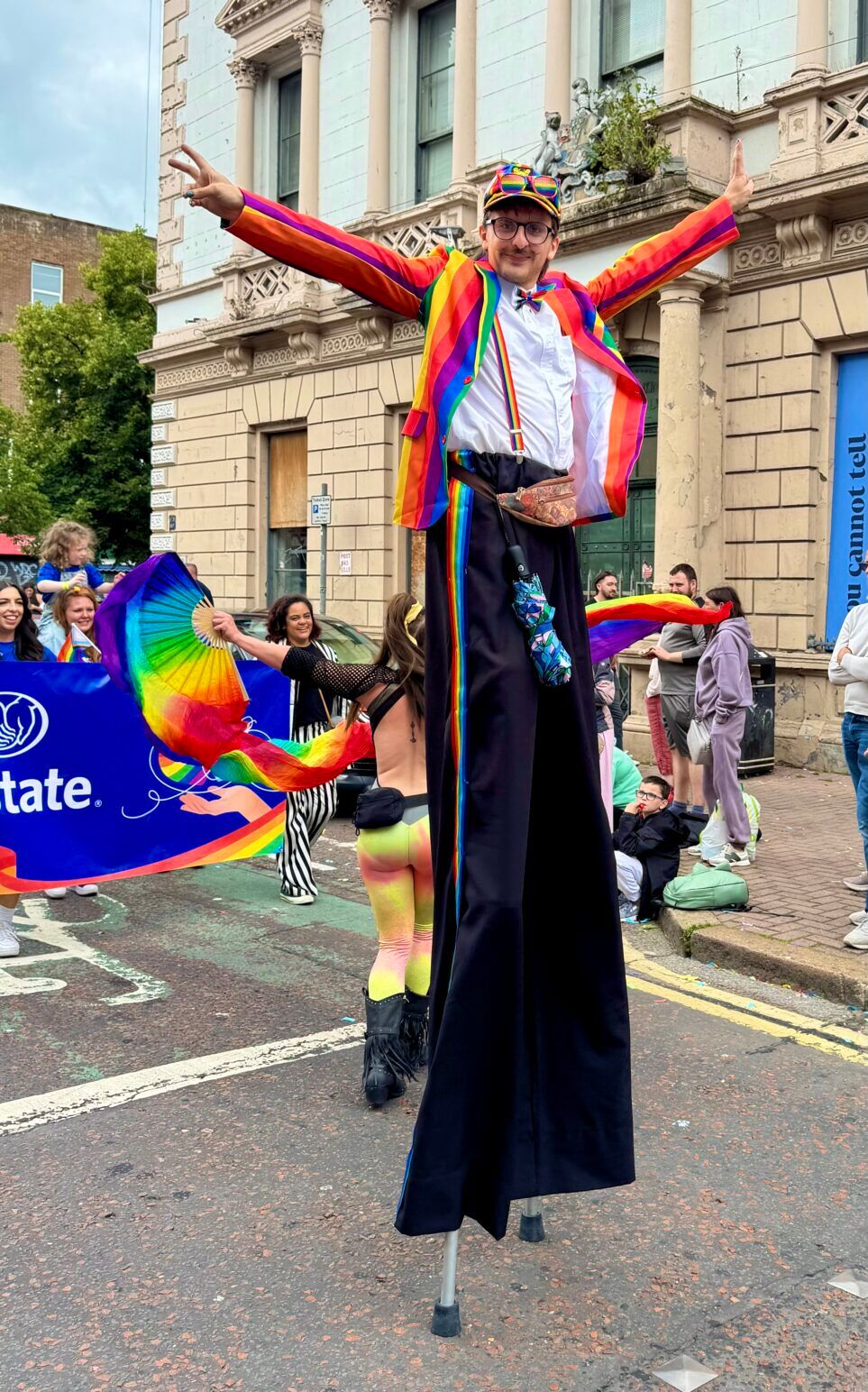 stilts performer at Belfast Pride