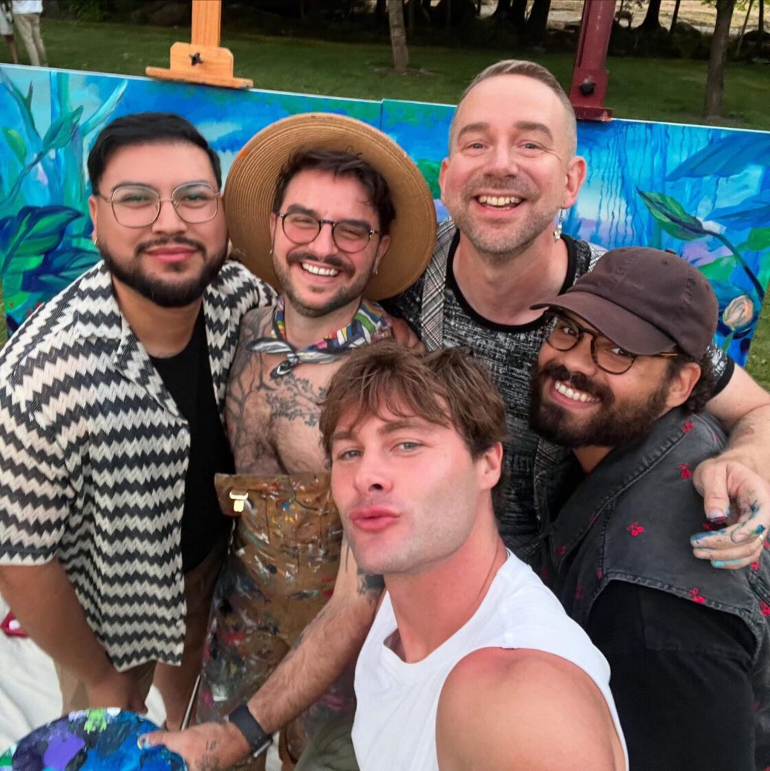 Scarlet Envy (out of drag) poses with friends at Gay Wine Weekend.