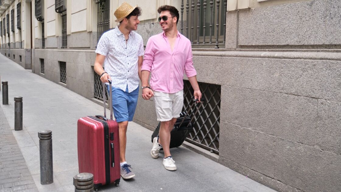 A gay couple visiting Spain