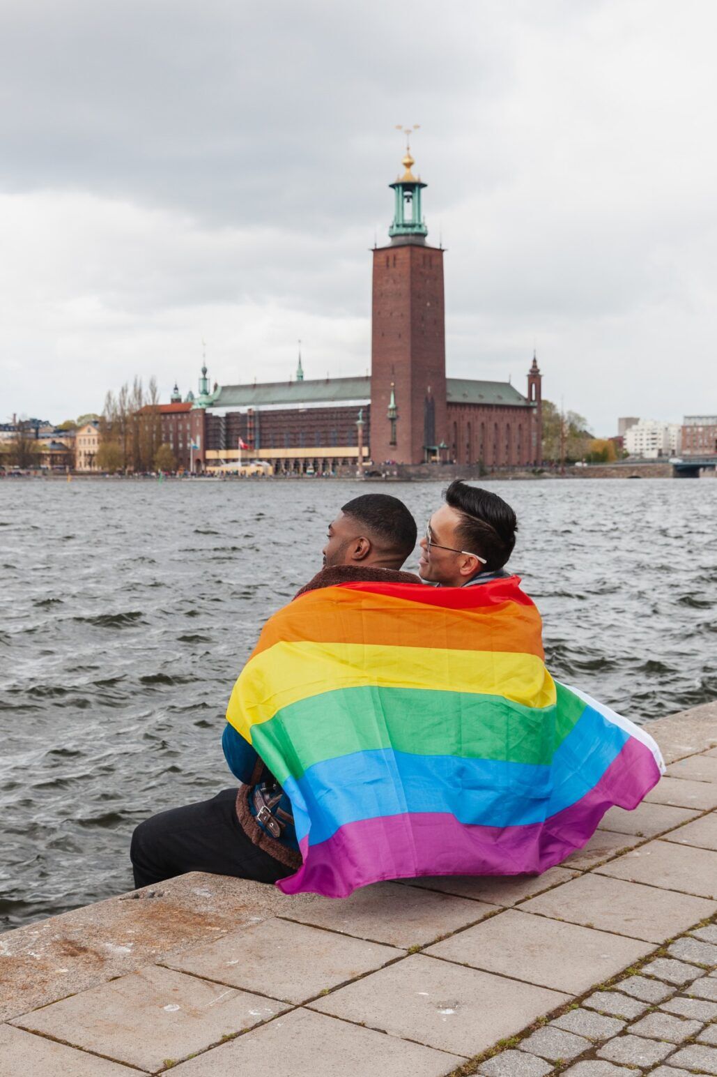 A gay couple enjoy Stockholm, Sweden