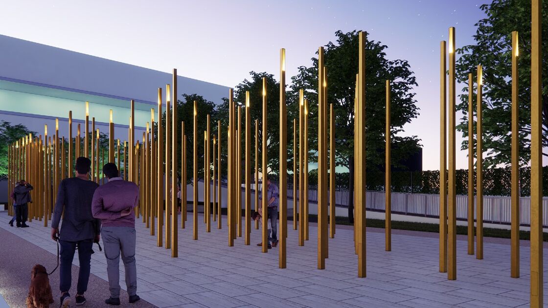An artist's rendering of STORIES: The AIDS Monument in West Hollywood