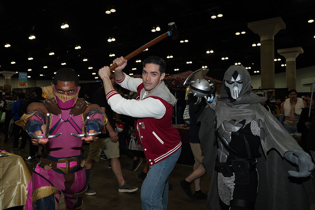 Three cosplayers at LA Comic Con 2025
