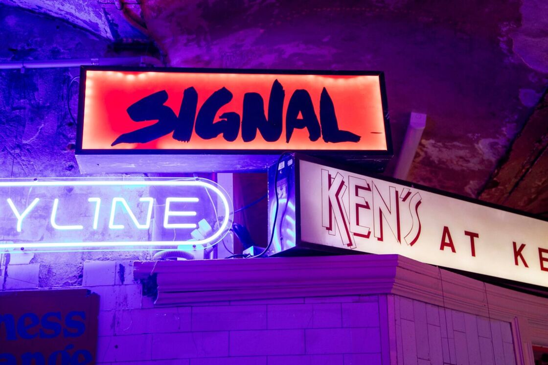 Neon signs on display at Qtopia Sydney.