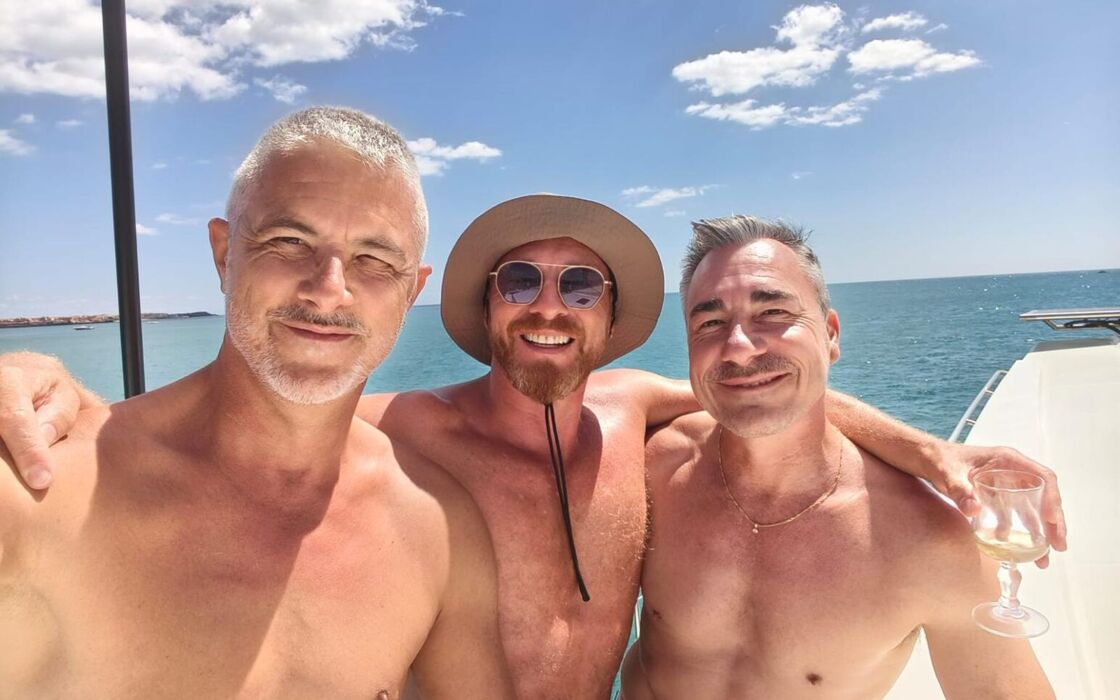 Enjoying the weekly catamaran cruise 
