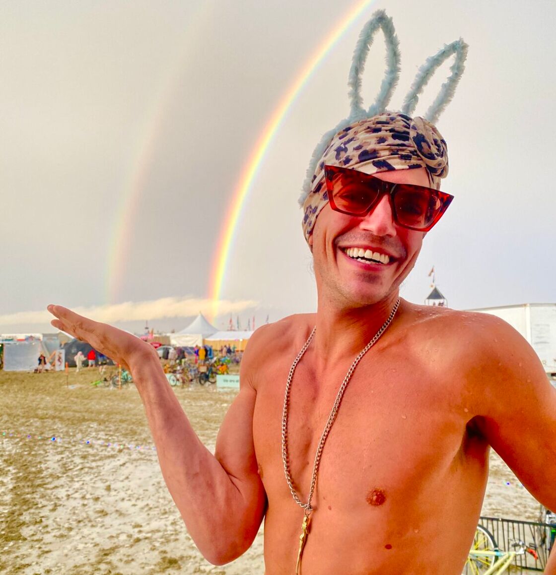 Veteran Burner Dusty serving double the rainbow, double the fun after this year’s Playa downpour