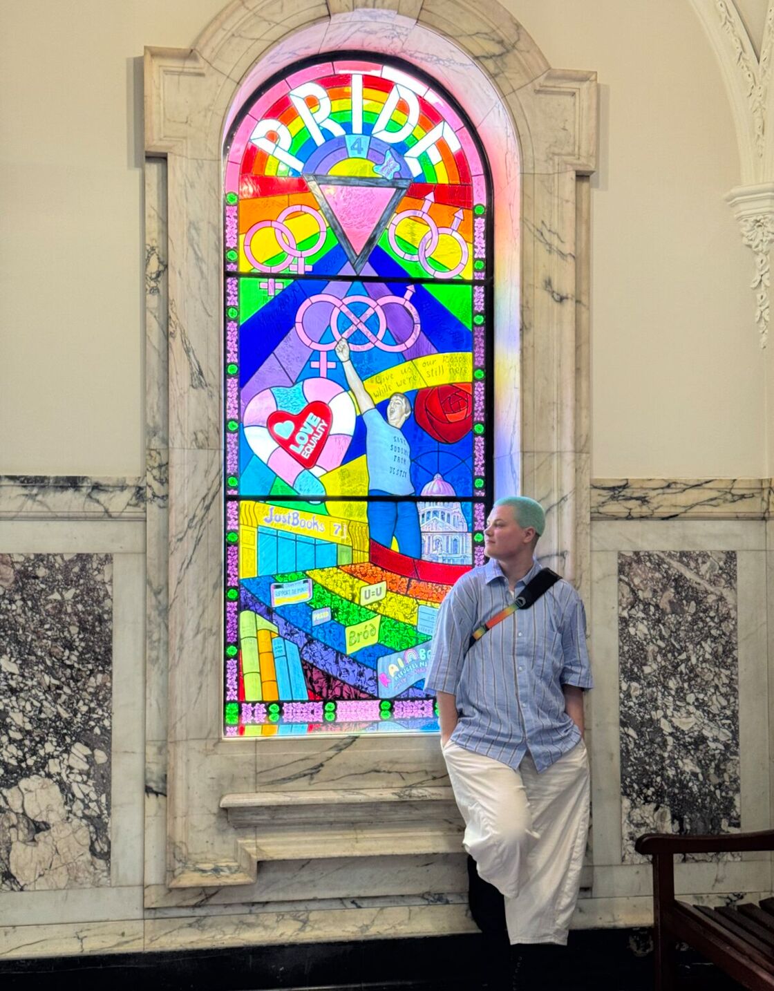 A new Pride themed stained glass window in Belfast City Hall
